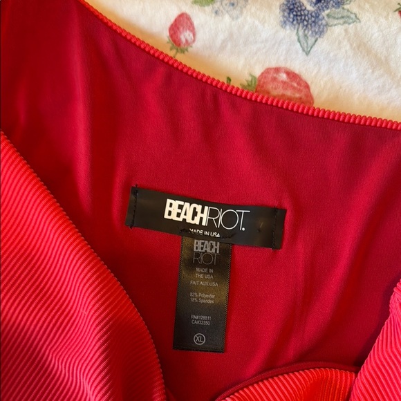 Beach Riot Ribbed Red One-Shoulder Swimsuit - Picture 3 of 3